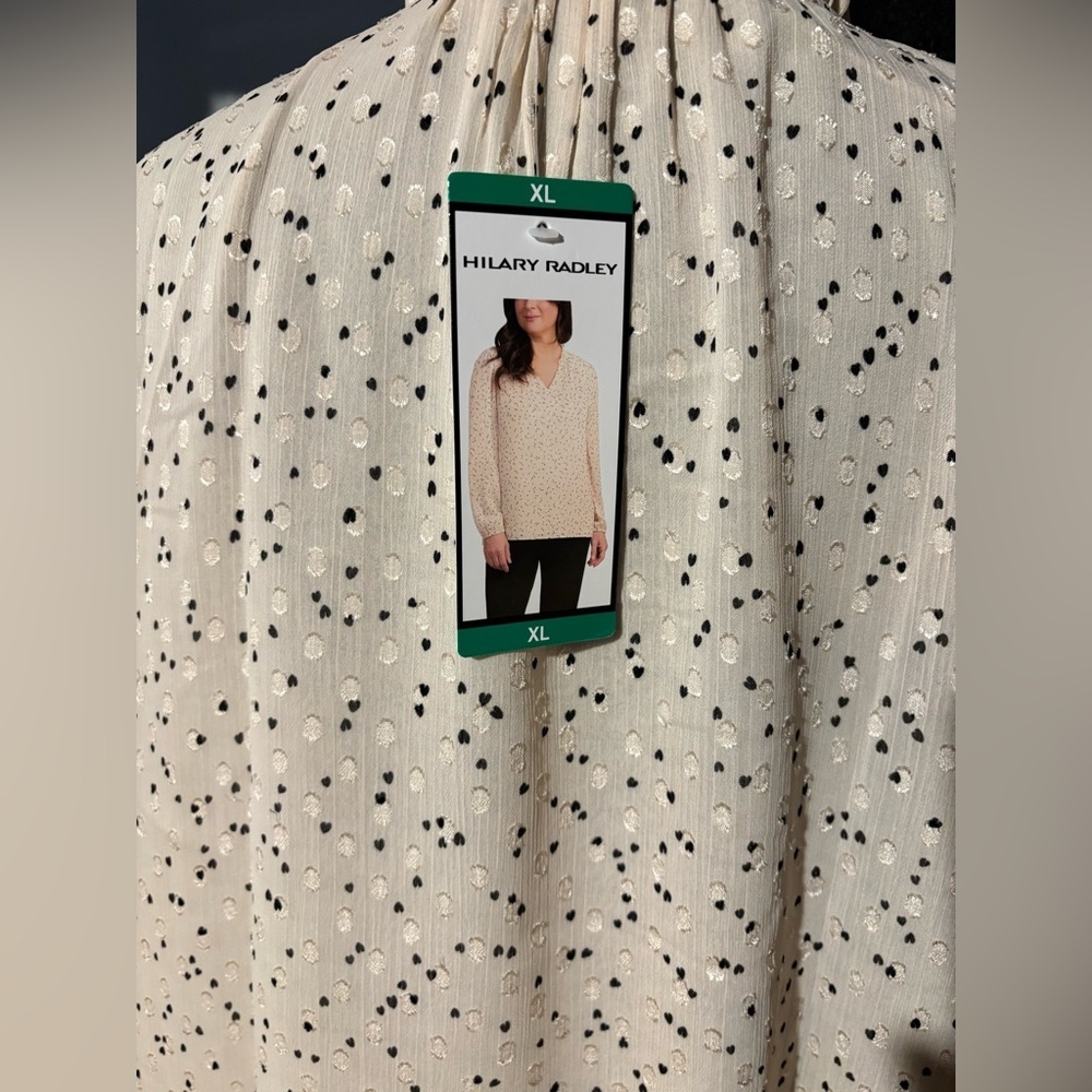 Hilary Radley Beige Printed Ruffled Blouse with Black Speckles - Picture 8 of 9